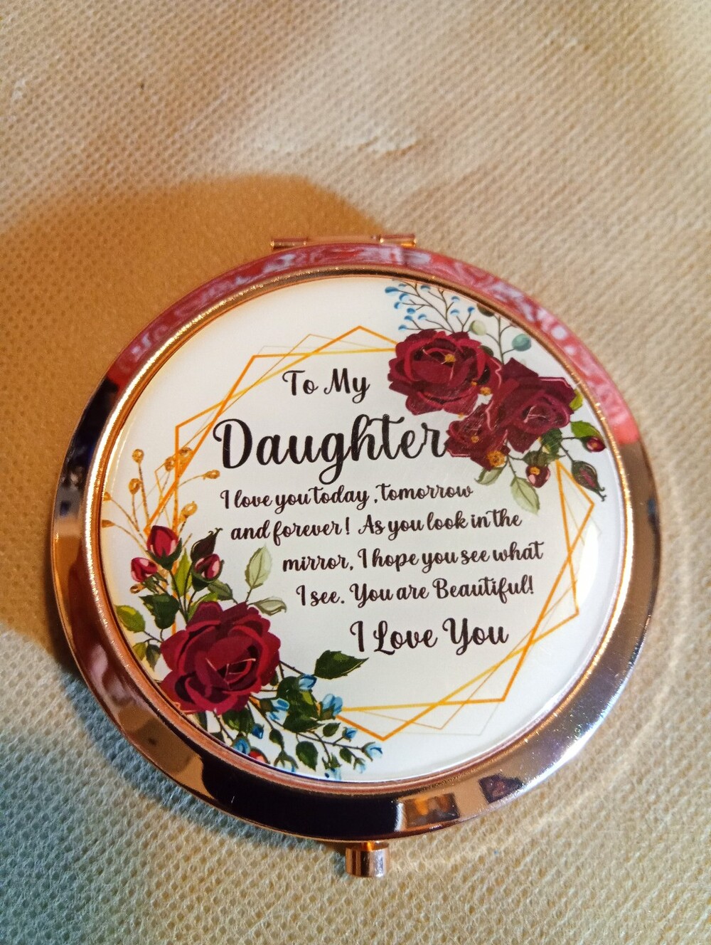 Mirror: To My Daughter, Floral Keepsake in Rose Gold - Pocket/Purse